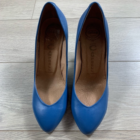 Jeffrey Campbell Blue Leather Semi Pointed Heels - Picture 1 of 11